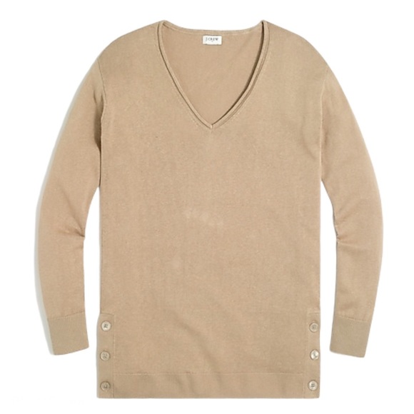 J.CREW Tunic Sweater Linen-blend Button Sides - Picture 1 of 7